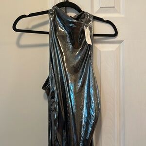 Fab Anthropologie Metallic racerback midi dress size Large. NWT Party dress!